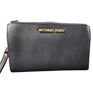 Michael Kors NWT Black Saffiano Leather Wristlet Wallet With Card Slots & ID Win